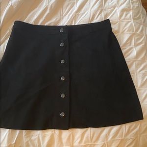 Aqua Faux-Suede Button Down Black Skirt M